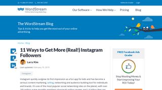 
                            7. 11 Ways to Get More (Real!) Instagram Followers | WordStream