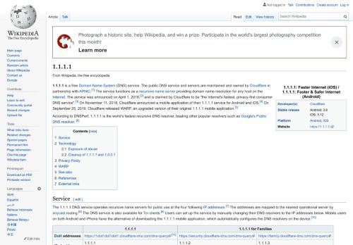 
                            12. 1.1.1.1 - Wikipedia