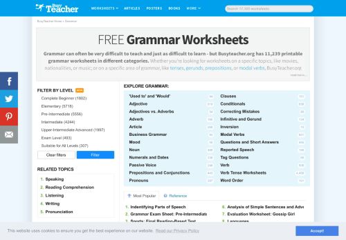 
                            4. 11,239 FREE Grammar Worksheets - BusyTeacher
