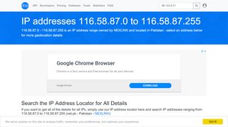 
                            6. 116.58.87 - net.pk - Pakistan - NEXLINX - Search IP ...