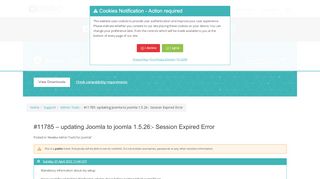 
                            13. 11785: updating Joomla to joomla 1.5.26:- Session Expired Error