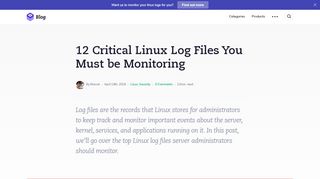 
                            8. 12 Critical Linux Log Files You Must be Monitoring - - EuroVPS