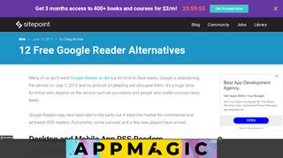 
                            7. 12 Free Google Reader Alternatives — SitePoint