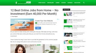 
                            7. 12 Latest Online Jobs from Home without Investment. Earn 1000+ ...