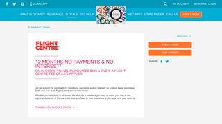 
                            12. 12 months no payments and no interest at Flight centre – Q Card is ...
