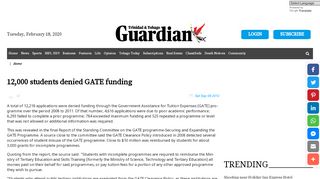 
                            6. 12,000 students denied GATE funding - Trinidad Guardian