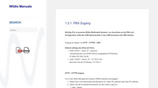 
                            6. 1.2.1. PBX Zugang - Wildix Manuals