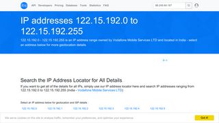 
                            2. 122.15.192 - India - Vodafone Mobile Services LTD - Search IP ...