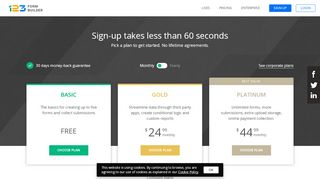 
                            3. 123FormBuilder Pricing - Service Plans - Try It For Free!