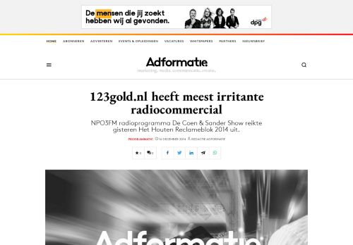 
                            11. 123gold.nl heeft meest irritante radiocommercial - Adformatie