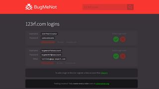 
                            9. 123rf.com passwords - BugMeNot