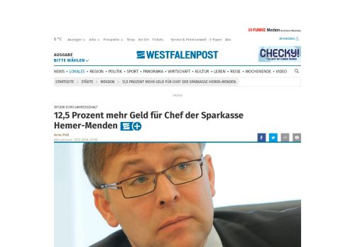 
                            5. 12,5 Prozent mehr Geld für Chef der Sparkasse Hemer-Menden | wp ...