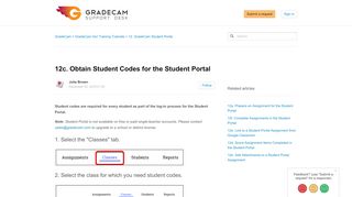 
                            4. 12c. Obtain Student Codes for the Student Portal – GradeCam