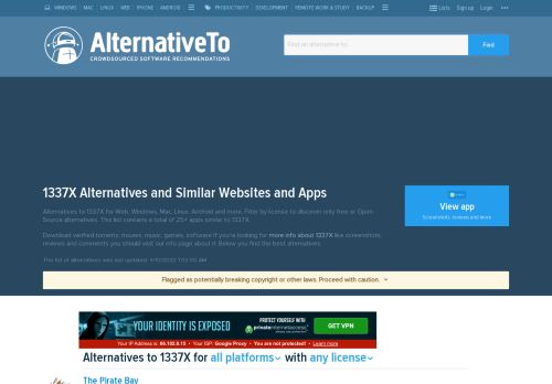 
                            10. 1337X Alternatives and Similar Websites and Apps - AlternativeTo.net