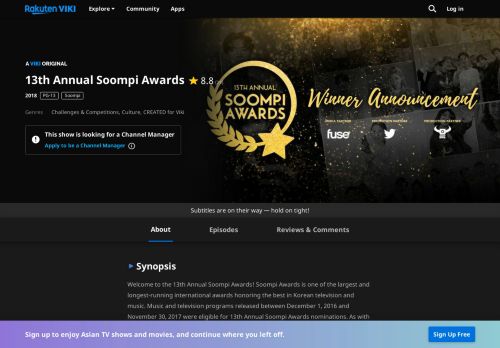 
                            6. 13th Annual Soompi Awards - Watch Full Episodes Free - ...