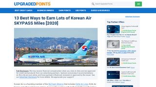 
                            9. 14 Best Ways to Earn Lots of Korean Air SkyPass Miles [2019]