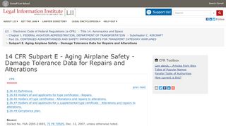 
                            9. 14 CFR Subpart E - Aging Airplane Safety - Damage Tolerance Data ...