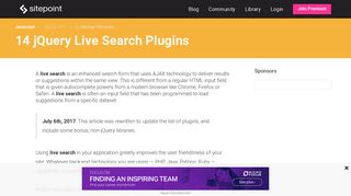 
                            9. 14 jQuery Live Search Plugins — SitePoint