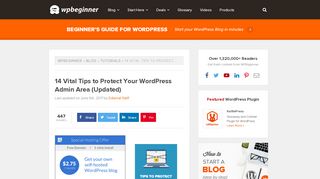 
                            13. 14 Vital Tips to Protect Your WordPress Admin Area (Updated)
