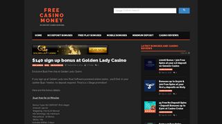 
                            7. $140 sign up bonus at Golden Lady Casino - FREE CASINO MONEY