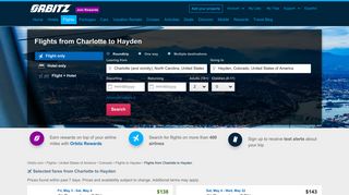 
                            11. $143 + Flights from Charlotte (CLT) to Hayden (HDN) on Orbitz.com