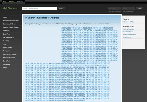 
                            3. 148.247.220 » 148 - IP Search | Generate IP Address - MyIpTest.com