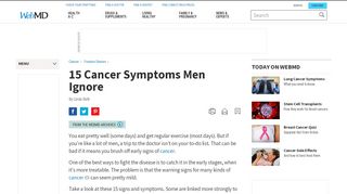 
                            9. 15 Cancer Symptoms Men Shouldn't Ignore - WebMD