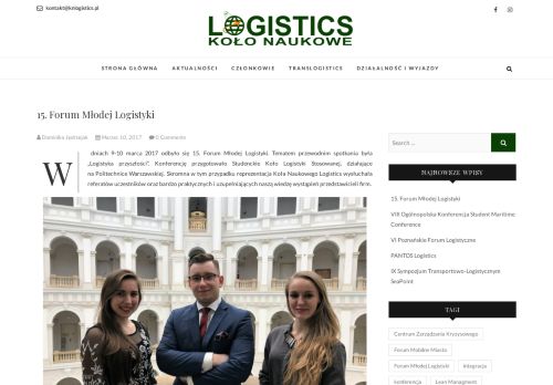 
                            12. 15. Forum Młodej Logistyki | Koło Naukowe Logistics