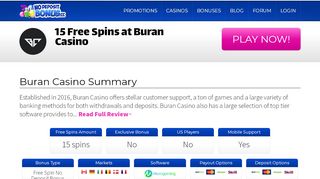 
                            12. 15 Free Spins at Buran Casino - No Deposit Bonus