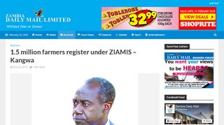 
                            5. 1.5 million farmers register under ZIAMIS – Kangwa – Zambia Daily Mail