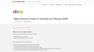 
                            11. 15% OFF Sitewide + 5% OFF | eBay discount code AU | February 2019