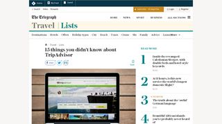 
                            5. 15 things you didn't know about TripAdvisor - Telegraph - The Telegraph