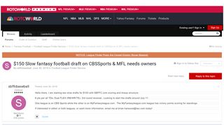 
                            11. $150 Slow fantasy football draft on CBSSports & MFL needs owners ...