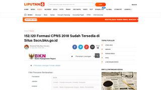 
                            12. 152.120 Formasi CPNS 2018 Sudah Tersedia di Situs Sscn.bkn.go.id ...