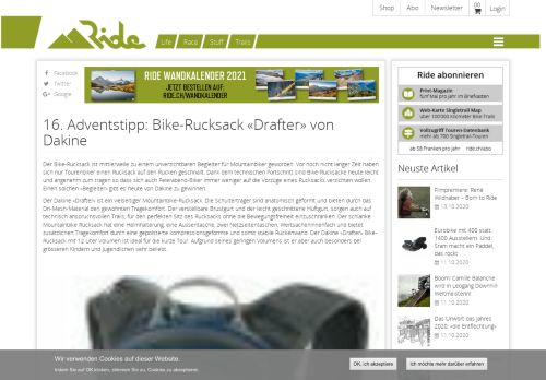 
                            11. 16. Adventstipp: Bike-Rucksack «Drafter» von Dakine | Ride Magazin