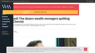 
                            9. 16 Unmasked! The dozen wealth managers quitting Quilter Cheviot