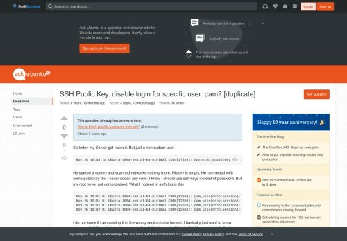 
                            6. 16.04 - SSH Public Key. disable login for specific user. pam ...