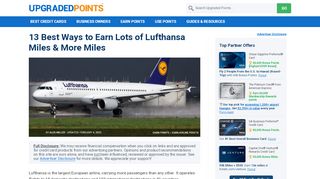 
                            1. 17 Best Ways to Earn Lots of Lufthansa Miles & More Miles [2019]