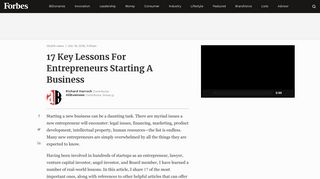 
                            9. 17 Key Lessons For Entrepreneurs Starting A Business - Forbes