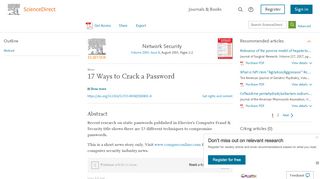 
                            2. 17 Ways to Crack a Password - ScienceDirect