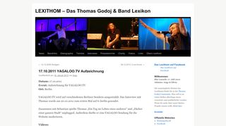 
                            7. 17.10.2011 YAGALOO.TV Aufzeichnung - LEXITHOM - WordPress ...