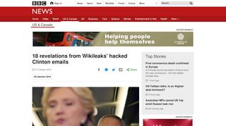 
                            13. 18 revelations from Wikileaks' hacked Clinton emails - BBC News