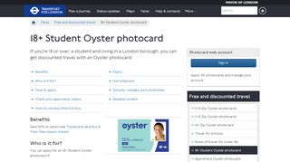 
                            2. 18+ Student Oyster photocard - Transport for London