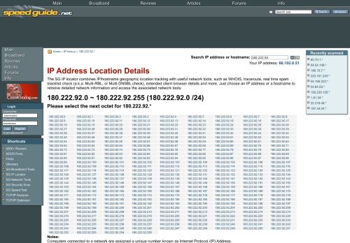 
                            12. 180.222.92.0 ~ 180.222.92.255 (180.222.92.0 /24) - SpeedGuide