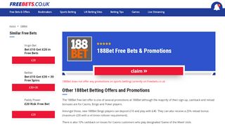 
                            5. 188bet Free Bets & Bonuses - Claim it today | Freebets.co.uk