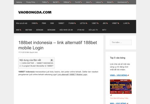 
                            5. 188BET Indonesia – link alternatif 188BET Mobile Login - Baiviet.com