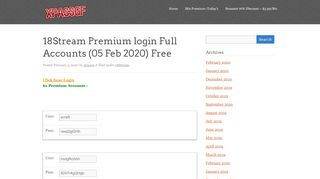 
                            1. 18Stream Premium login Full Accounts (01 Aug 2018) Free - xpassgf