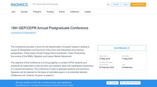 
                            12. 18th GEP/CEPR Annual Postgraduate Conference | INOMICS