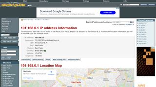 
                            10. 191.168.0.1 IP Address Location | SG IP network tools - SpeedGuide