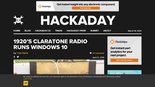 
                            7. 1920's Claratone Radio Runs Windows 10 | Hackaday